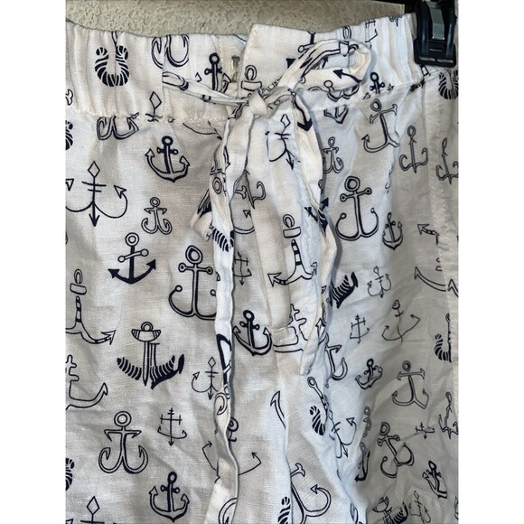 linen shorts Anchor Boat Nautical XL Elastic Waist Liz Claiborne Beach Lake - Picture 2 of 10